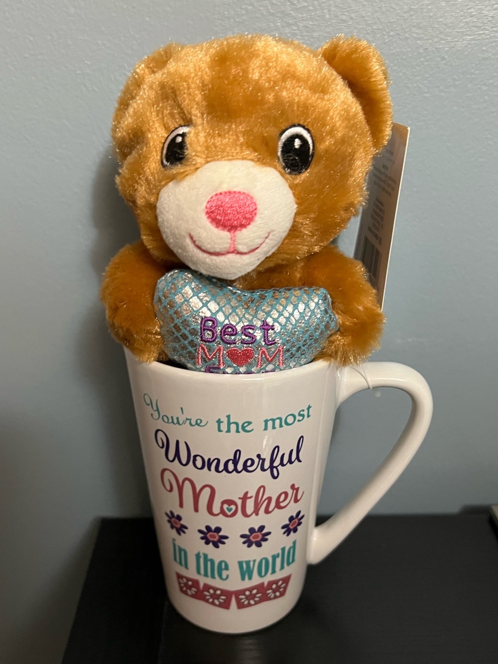 🇺🇸$5🇺🇸 Plush in Cup Bear in "You're the Most Wonderful Mother" Ceramic 14 oz Mug